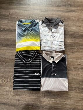 Oakley Men’s Polo Set - Black, White, Gray, Yellow